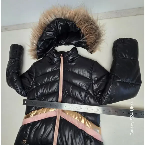 Michael Kors Puffer Jacket Insulated Fleece Lined Removable Hood Big Girls 10-12 - Picture 6 of 9